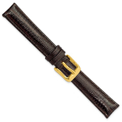 14mm Brown Teju Liz Grain Leather with Gold-tone Buckle 6.75 inch Watch Band