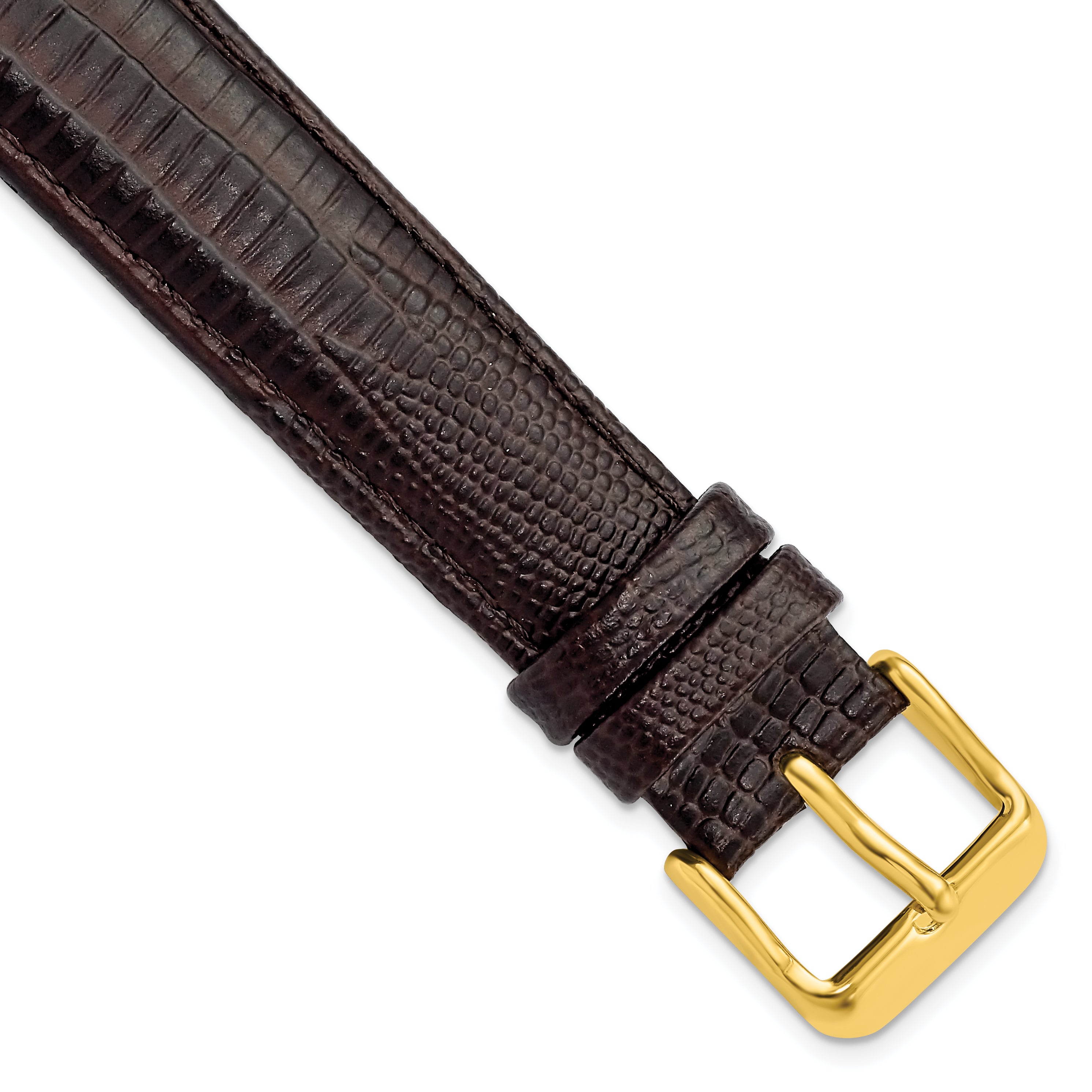 18mm Brown Teju Liz Grain Leather with Gold-tone Buckle 7.5 inch Watch Band