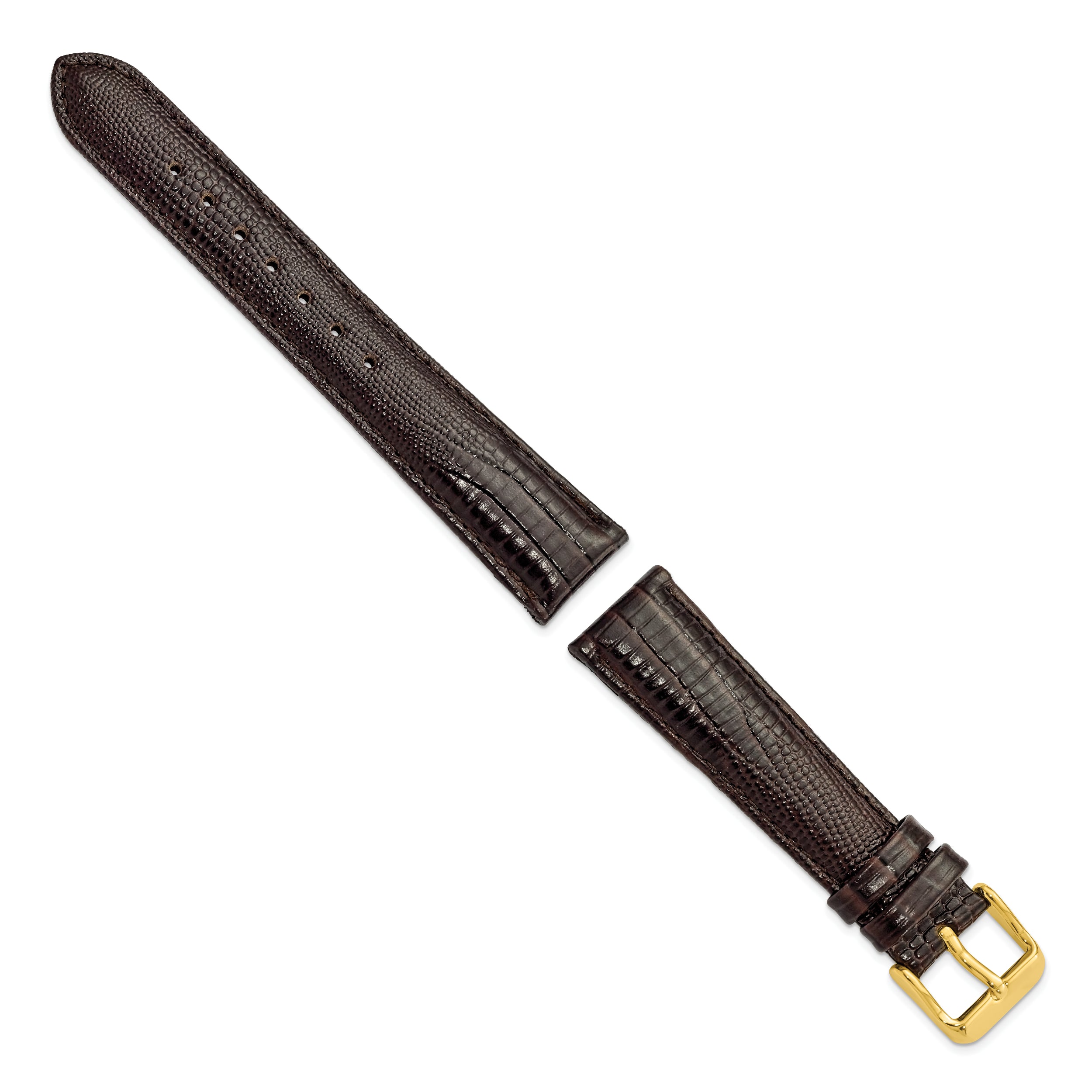 19mm Brown Teju Liz Grain Leather with Gold-tone Buckle 7.5 inch Watch Band