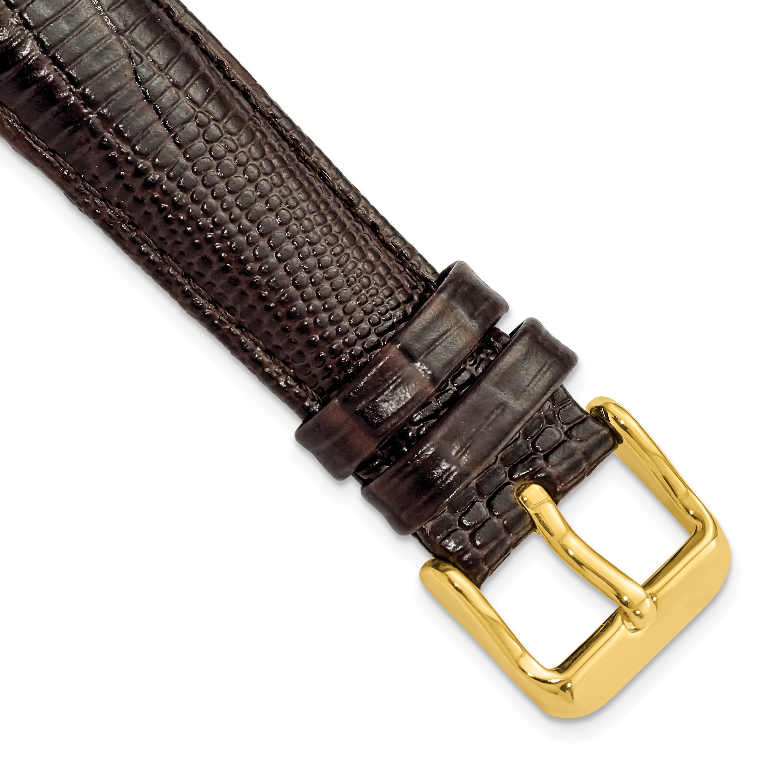19mm Brown Teju Liz Grain Leather with Gold-tone Buckle 7.5 inch Watch Band
