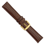 DeBeer 20mm Havana Teju Liz Grain Leather with Gold-tone Buckle 7.5 inch Watch Band