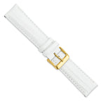 DeBeer 20mm White Teju Liz Grain Leather with Gold-tone Buckle 7.5 inch Watch Band