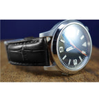 14mm Black Matte Alligator Grain Leather with Gold-tone Buckle 6.75 inch Watch Band - Sophia Jewelers