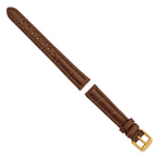 Havana Alligator-Grain Leather Watch Band with Gold-Tone Buckle
