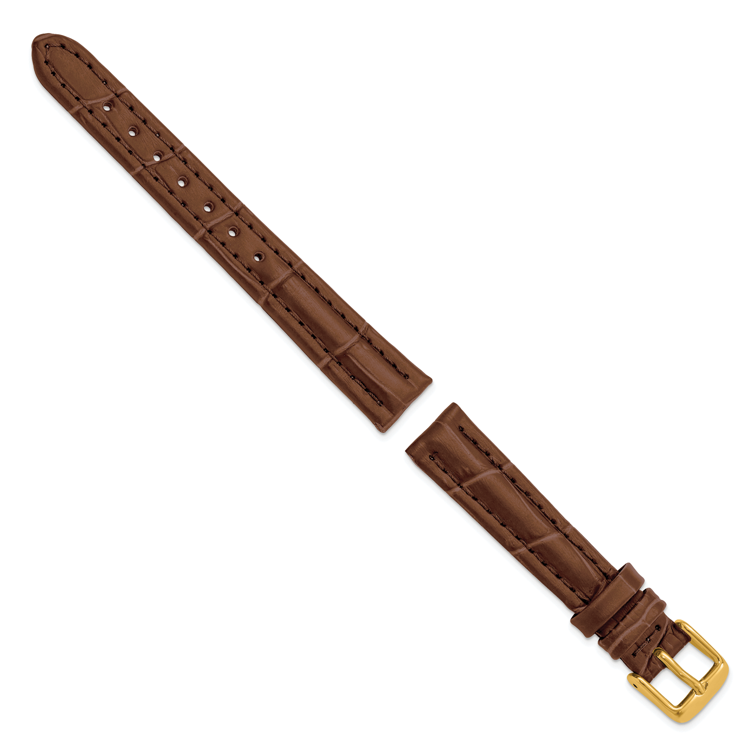 Havana Alligator-Grain Leather Watch Band with Gold-Tone Buckle