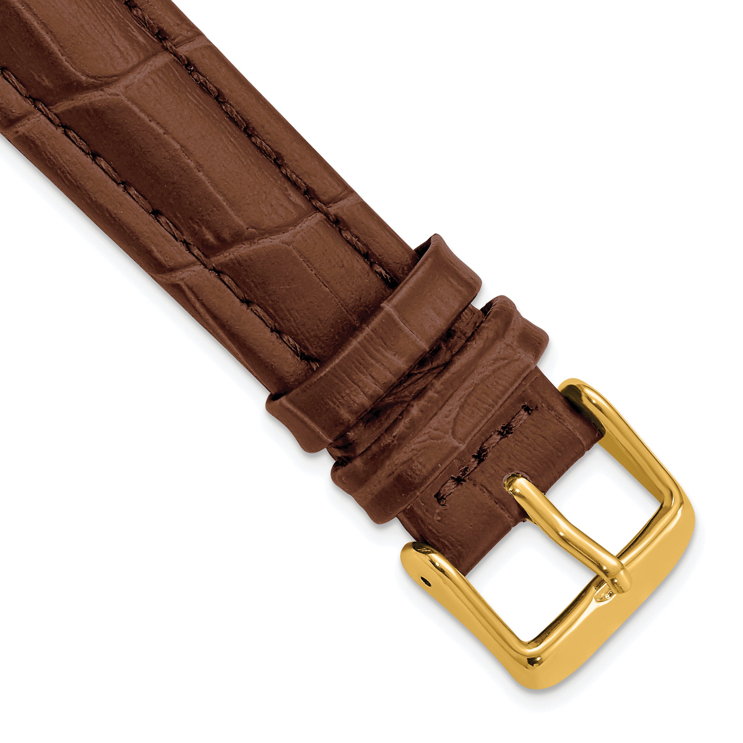 18mm Havana Matte Alligator Grain Leather with Gold-tone Buckle 7.5 inch Watch Band