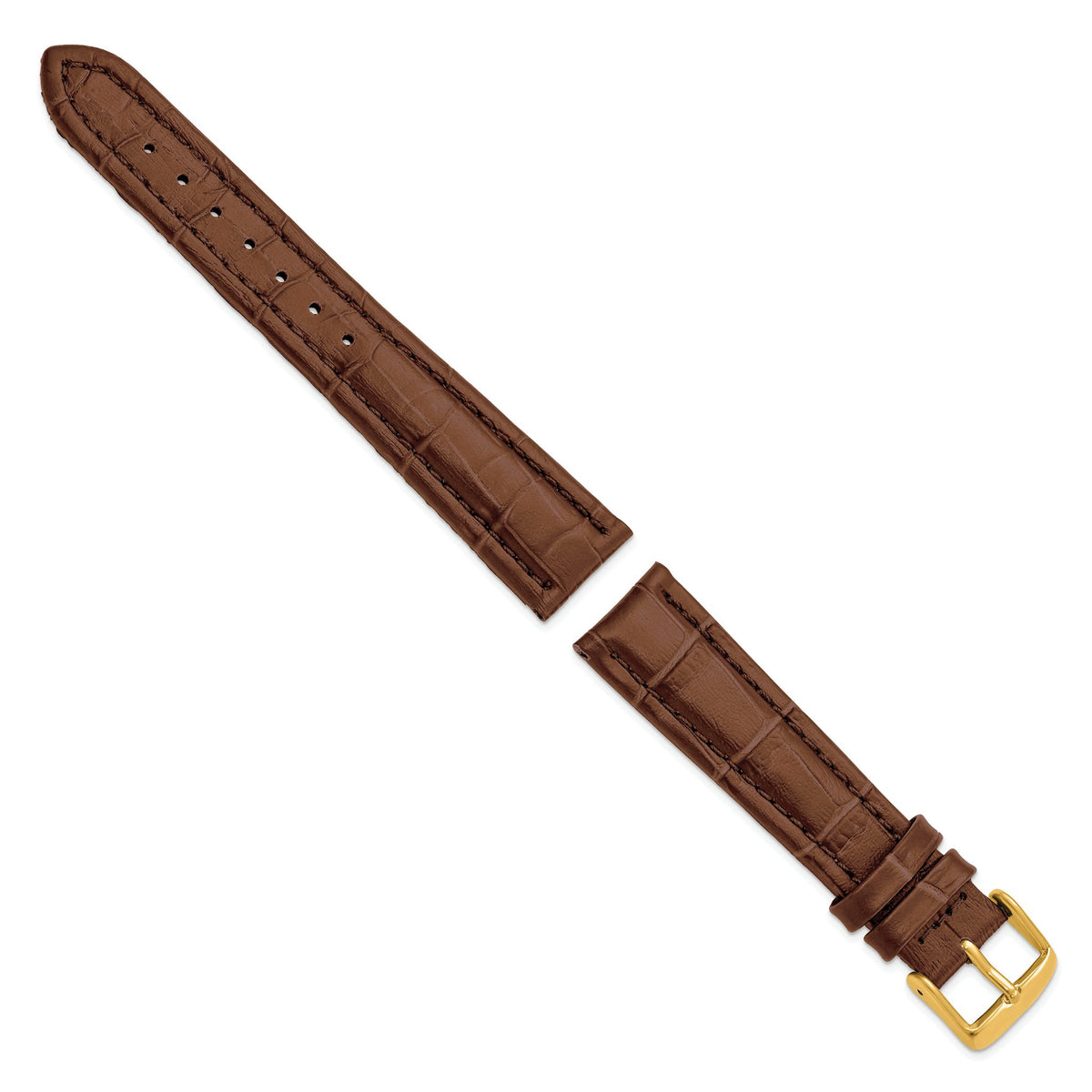 Havana Matte Alligator-Grain Leather Watch Band, 16mm - Sophia Jewelers