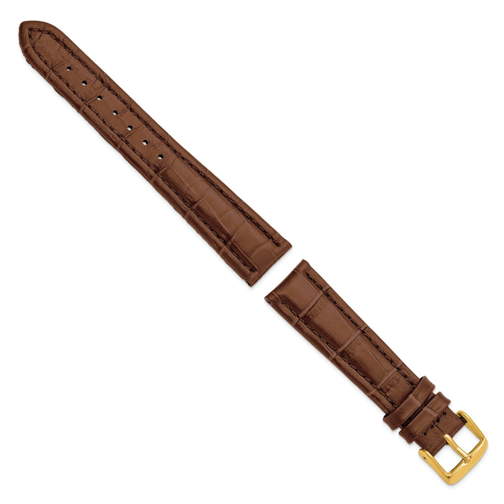 Havana Matte Alligator-Grain Leather Watch Band, 16mm - Sophia Jewelers