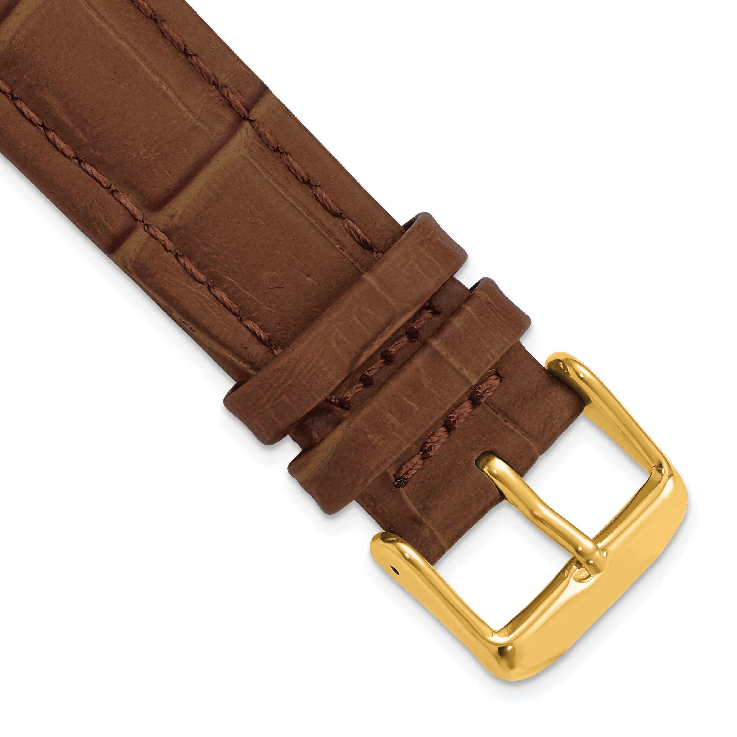 20mm Havana Matte Alligator Grain Leather with Gold-tone Buckle 7.5 inch Watch Band