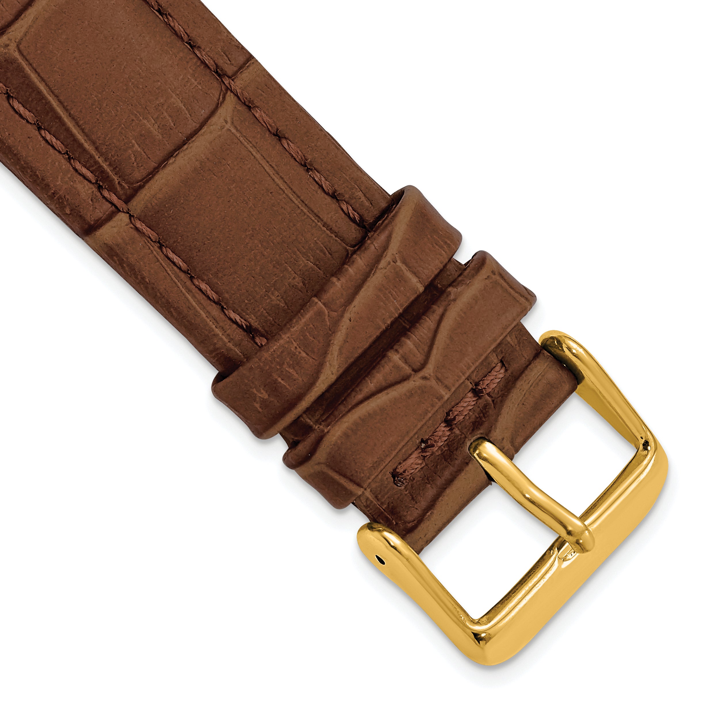 22mm Havana Matte Alligator Grain Leather with Gold-tone Buckle 7.5 inch Watch Band