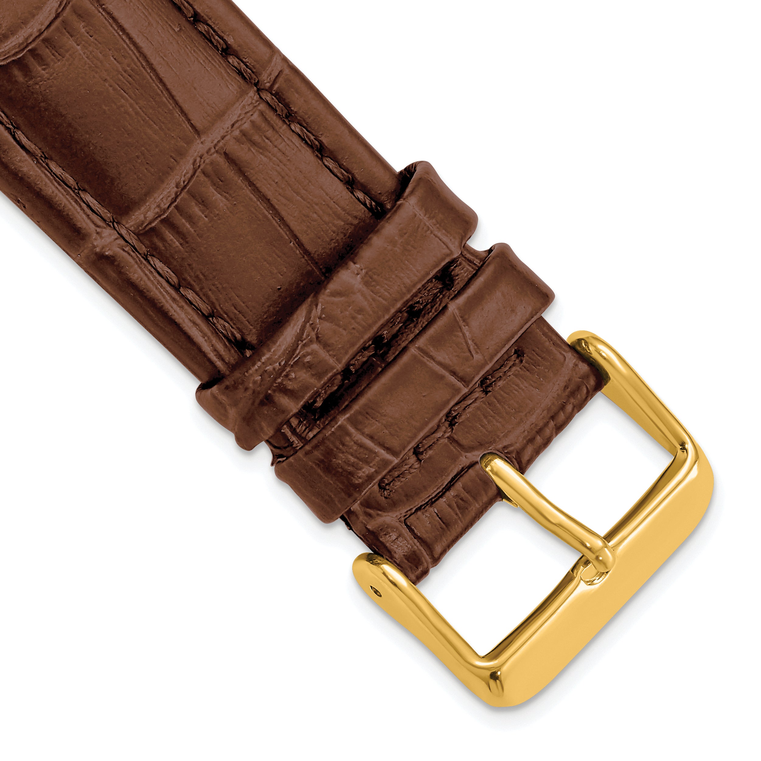 24mm Havana Matte Alligator Grain Leather with Gold-tone Buckle 7.5 inch Watch Band