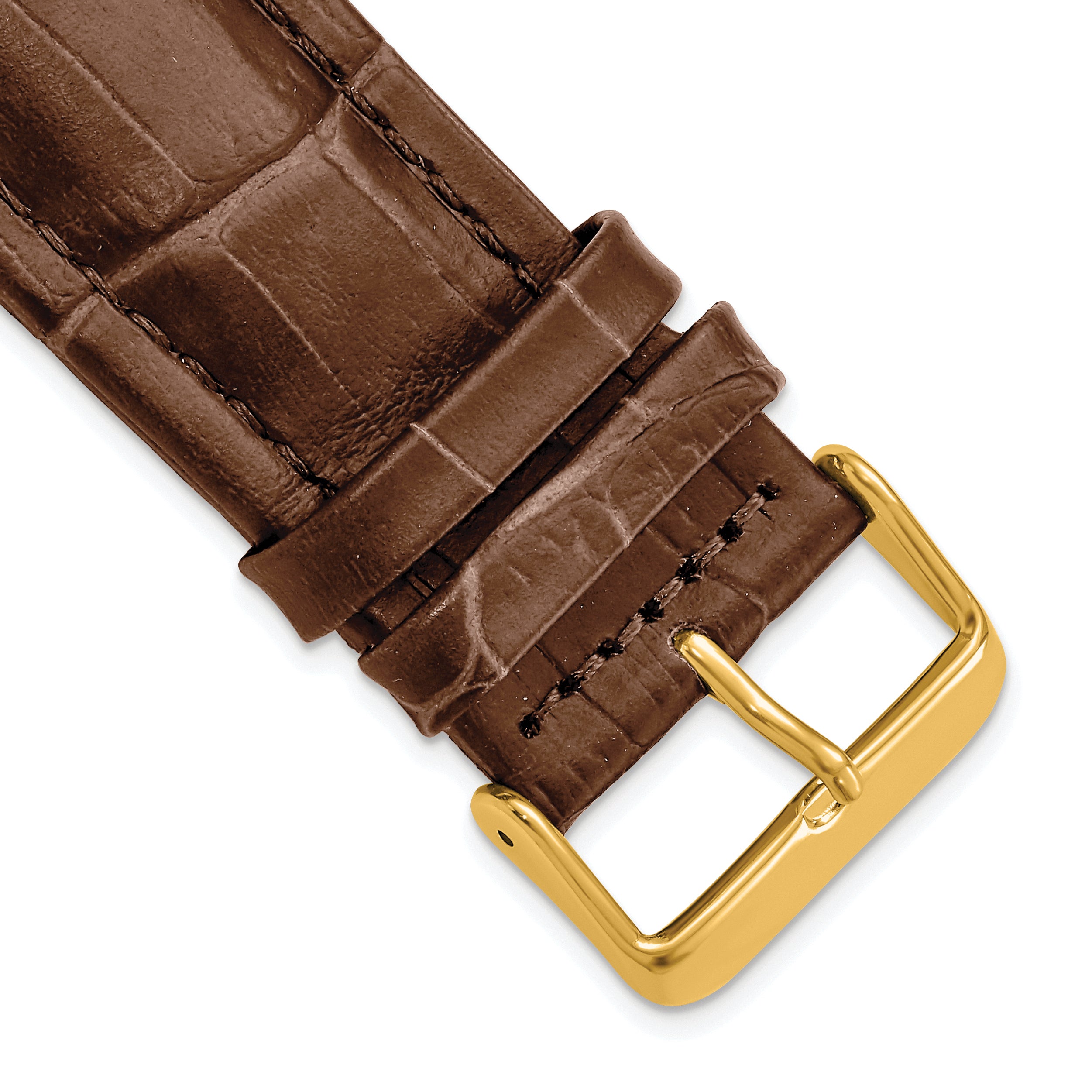 26mm Havana Matte Alligator Grain Leather with Gold-tone Buckle 7.5 inch Watch Band