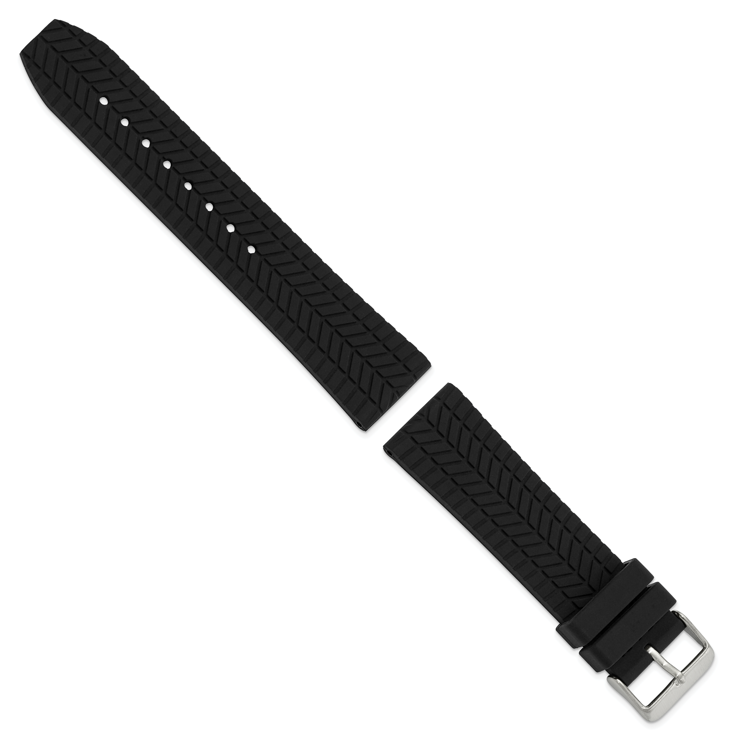 Tread Silicone Watch Band in Black with Stainless Steel Buckle, 22mm Secondary image