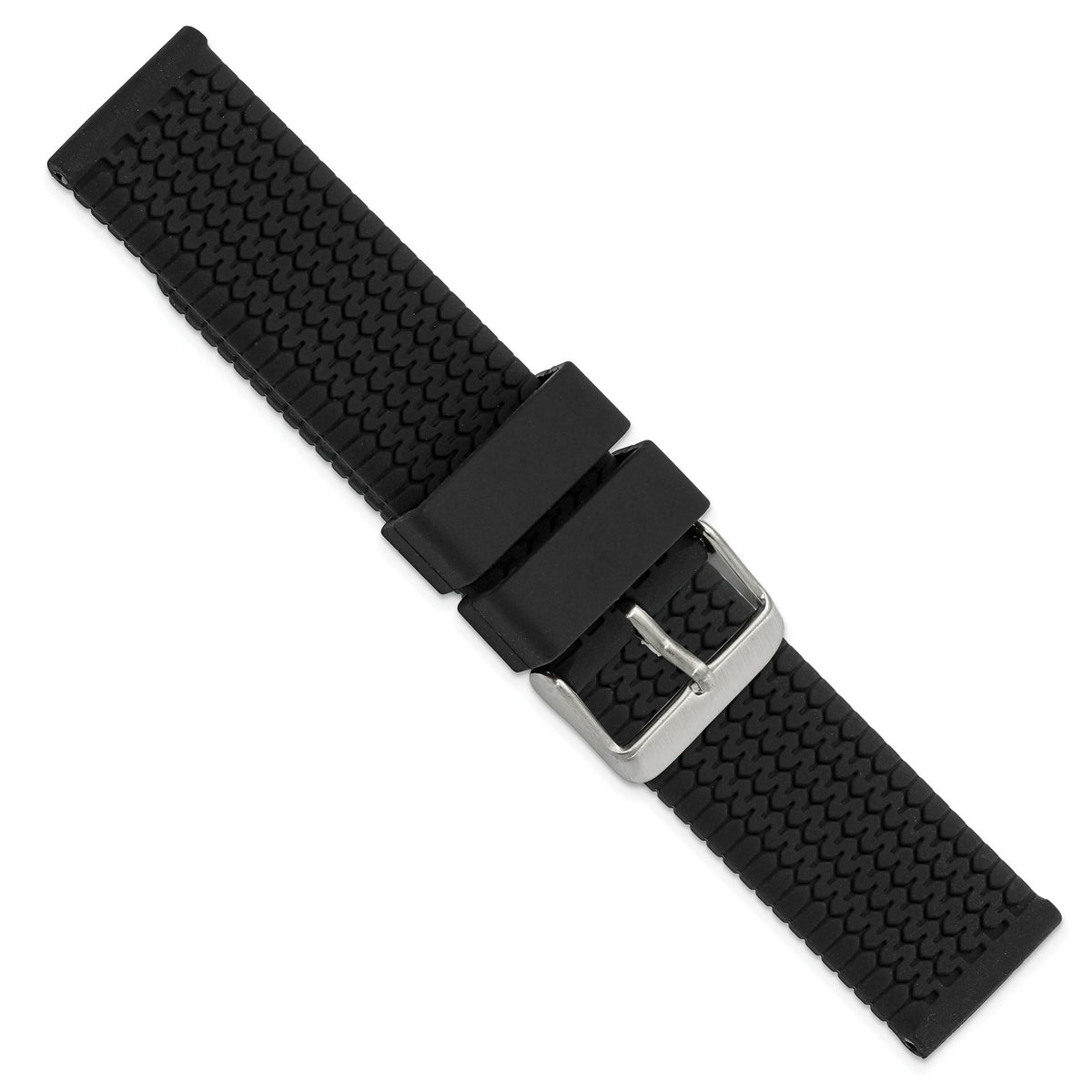 Black Tread Watch Band in Silicone Rubber, Brushed - Sophia Jewelers