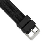 Black Tread Silicone Watch Band with Stainless Steel Buckle, 18mm