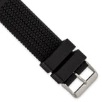 Black Tread Silicone Watch Band with Stainless Steel Buckle, 18mm