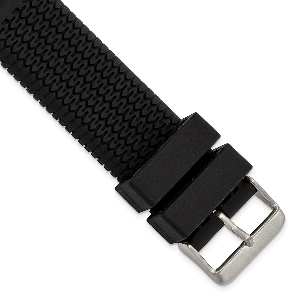 Black Tread Watch Band in Silicone Rubber, Brushed - Sophia Jewelers