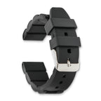 18mm Black Link Style Silicone Rubber with Brushed Stainless Steel Buckle 8.5 inch Watch Band