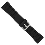 18mm Black Link Style Silicone Rubber with Brushed Stainless Steel Buckle 8.5 inch Watch Band