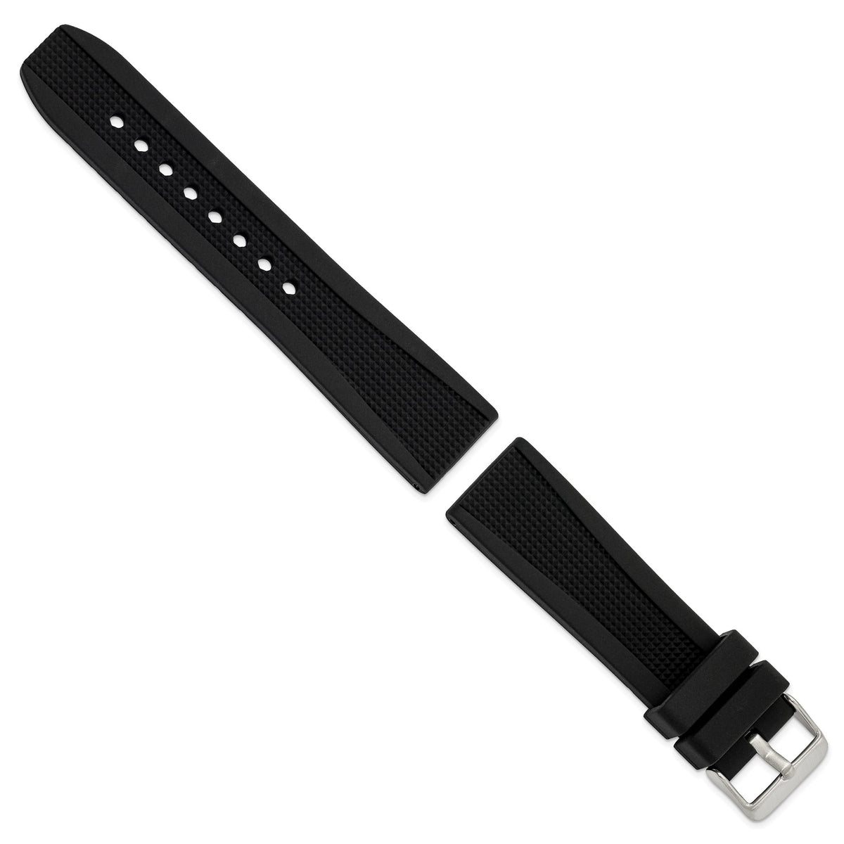 Black Watch Band in Silicone Rubber, Textured, 22mm - Sophia Jewelers