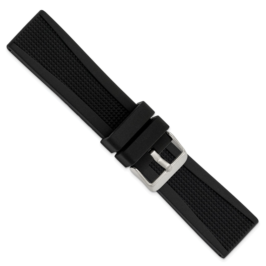 Black Watch Band in Silicone Rubber, Textured, 22mm - Sophia Jewelers
