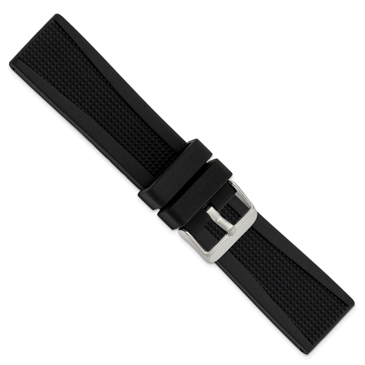 Black Watch Band in Silicone Rubber, Textured, 22mm - Sophia Jewelers