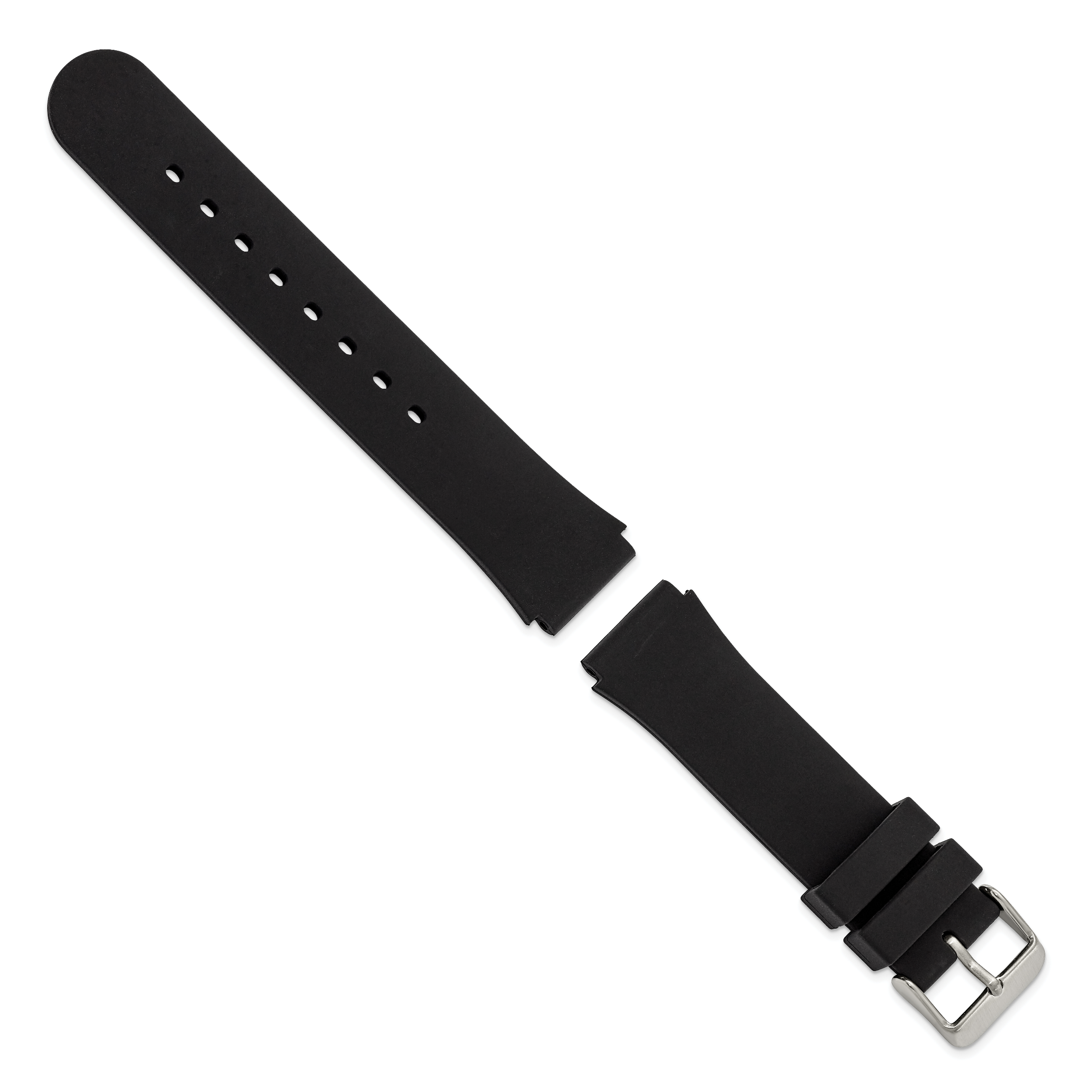 Smooth Silicone Watch Band in Black with Stainless Steel Buckle, 20mm Secondary image