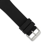 Smooth Silicone Watch Band in Black with Stainless Steel Buckle, 20mm