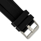 Grooved Silicone Watch Band in Black with Stainless Steel Buckle, 20mm