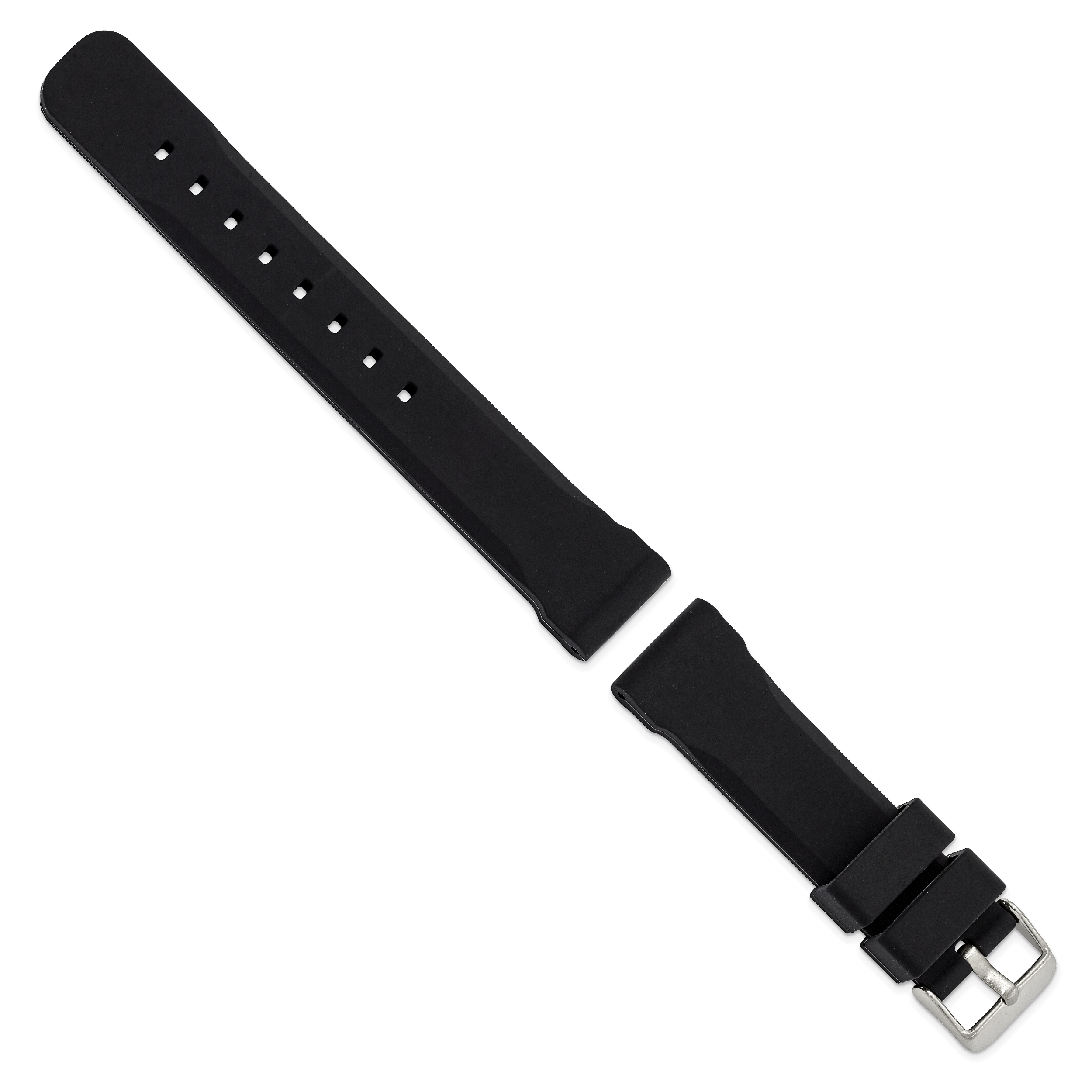 20mm Black Smooth Bevel Silicone Rubber with Brushed Stainless Steel Buckle 8.5 inch Watch Band Secondary image