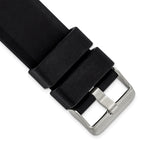 20mm Black Smooth Bevel Silicone Rubber with Brushed Stainless Steel Buckle 8.5 inch Watch Band