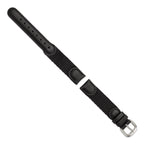 Black Army Style Watch Band in Nylon & Leather with Stainless Steel - Sophia Jewelers