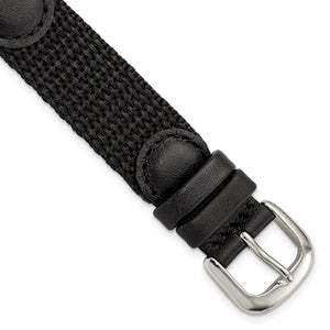 Black Army Style Watch Band in Nylon & Leather with Stainless Steel - Sophia Jewelers