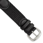 16mm Black Army Style Nylon and Leather with Stainless Steel Buckle and Quick Release Spring Bars 7.75 inch Watch Band