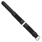 Black Army Style Watch Band in Nylon & Leather with Stainless Steel - Sophia Jewelers