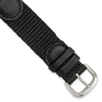 16mm Black Army Style Nylon and Leather with Stainless Steel Buckle and Quick Release Spring Bars 7.75 inch Watch Band