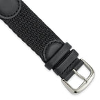 16mm Black Army Style Nylon and Leather with Stainless Steel Buckle and Quick Release Spring Bars 7.75 inch Watch Band