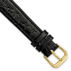 10mm Black Alligator Grain Leather with Gold-tone Buckle 6.75 inch Watch Band