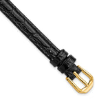 10mm Black Alligator Grain Leather with Gold-tone Buckle 6.75 inch Watch Band