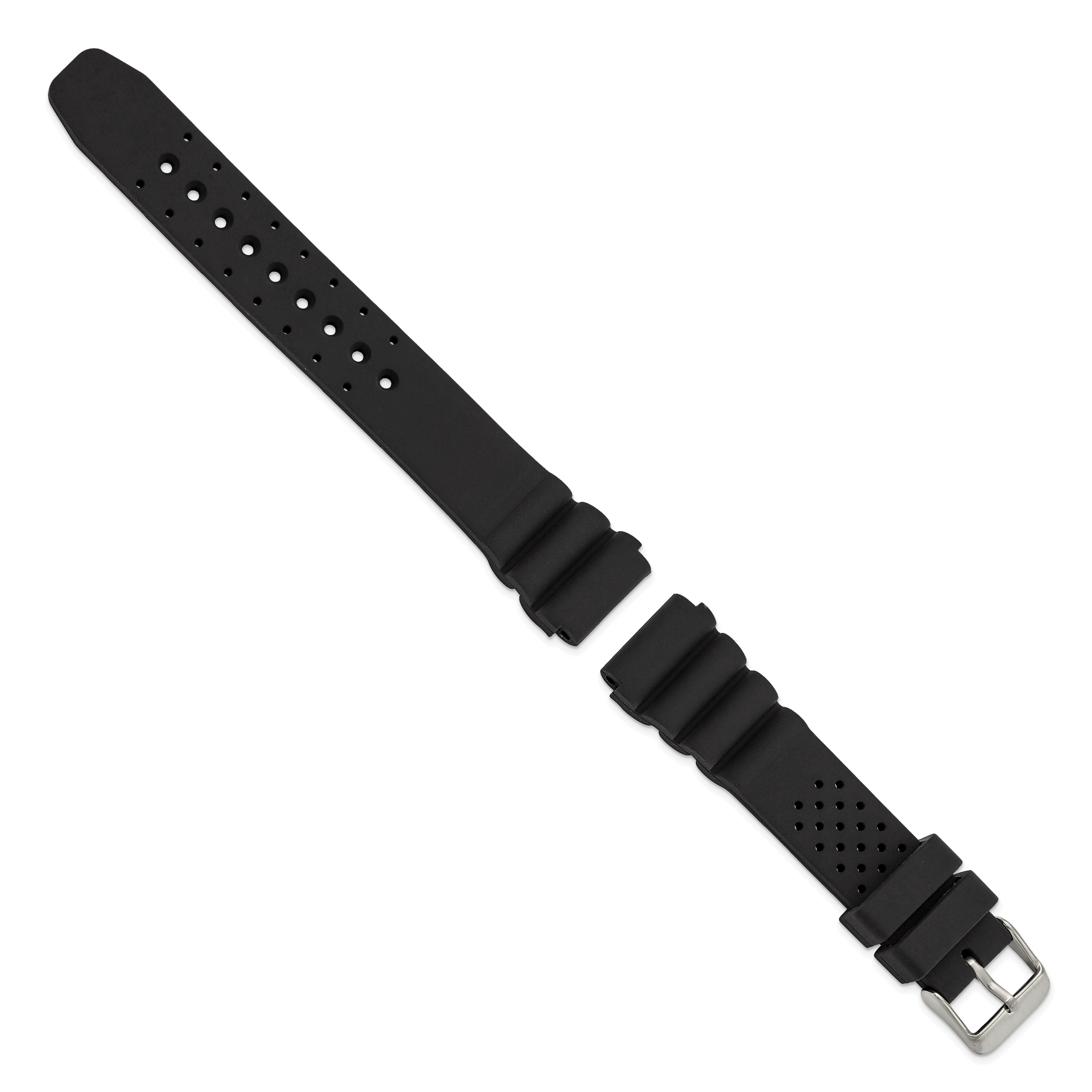18mm Black Casio-Style Silicone Rubber with Brushed Stainless Steel Buckle 8.5 inch Watch Band Secondary image