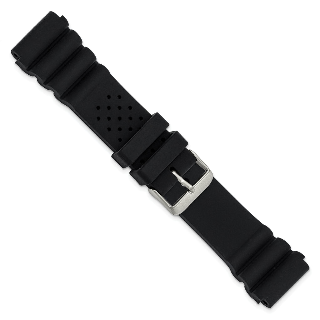 DeBeer 22mm Black Casio-Style Silicone Rubber with Brushed Stainless Steel Buckle 8.5 inch Watch Band