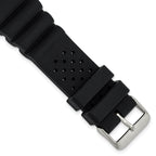 18mm Black Casio-Style Silicone Rubber with Brushed Stainless Steel Buckle 8.5 inch Watch Band