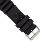 18mm Black Casio-Style Silicone Rubber with Brushed Stainless Steel Buckle 8.5 inch Watch Band