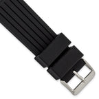 Black Striped Silicone Watch Band in Stainless Steel Buckle, 22mm