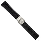 Lattice Diver's Watch Band in Black Silicone with Silver-Tone Buckle - Sophia Jewelers