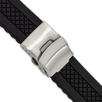 Diver's Style Watch Band in Black Silicone Rubber, 20mm