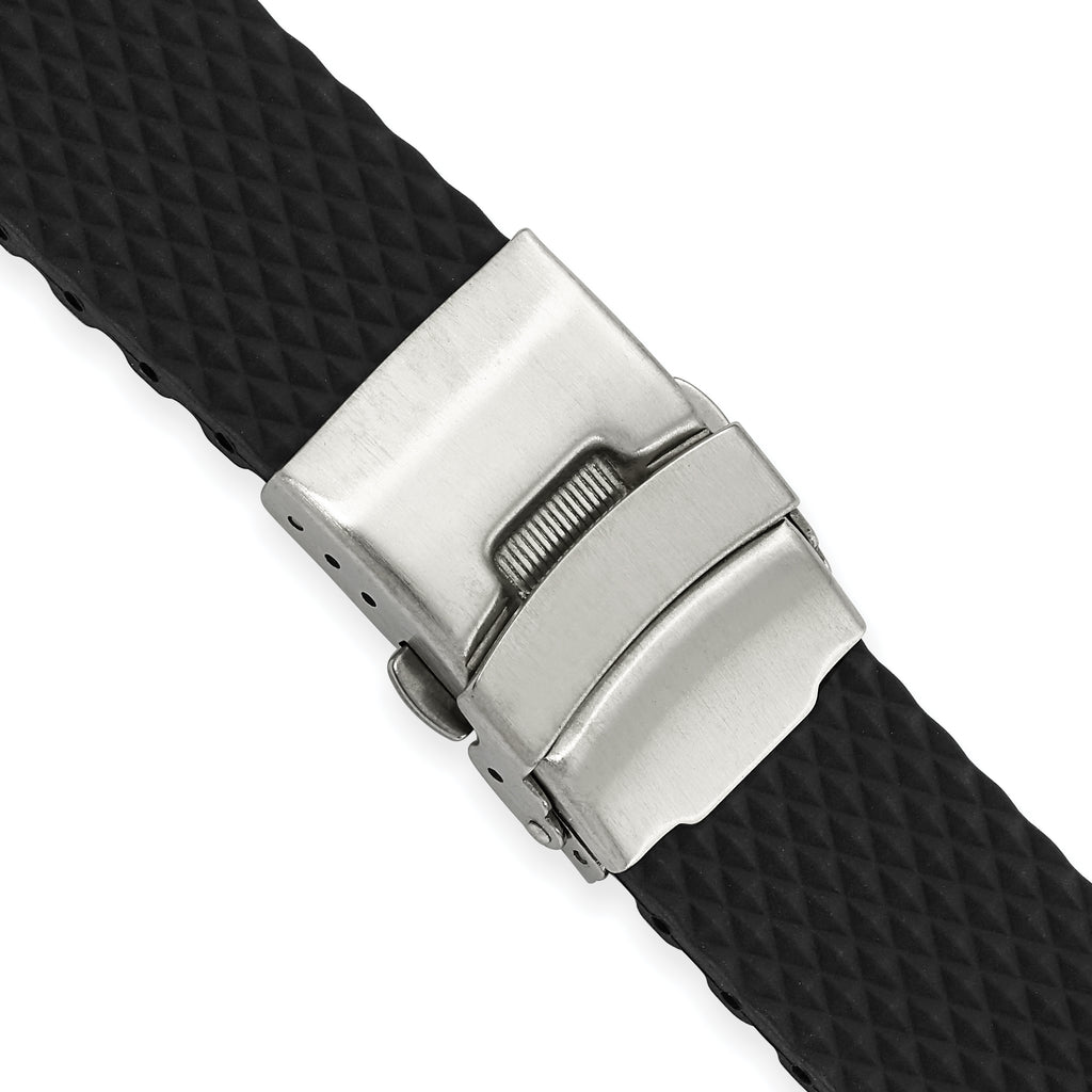 Textured Silicone Watch Band with Stainless Steel Buckle, 20mm