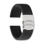Black Striped Deployment Watch Band in Silicone Rubber, Brushed - Sophia Jewelers