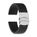 Black Silicone Watch Band with Silver-Tone Buckle 24mm