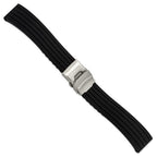 Black Striped Deployment Watch Band in Silicone Rubber, Brushed - Sophia Jewelers